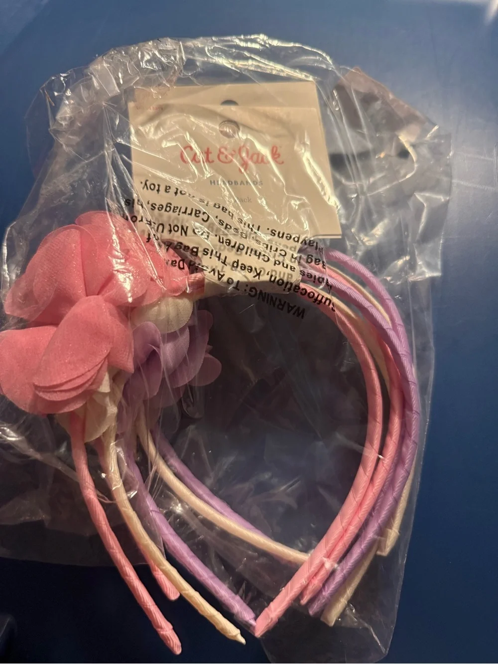 Cat & Jack Pastel Pink, Lavender & Cream Flower Headband Trio